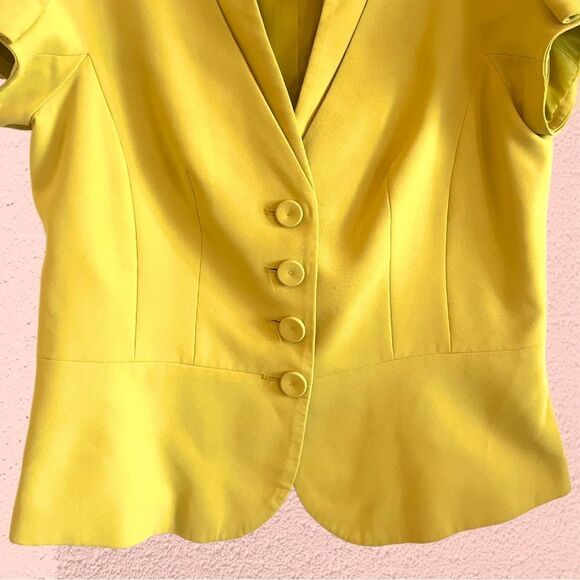 Sandra Angelozzi vintage chartreuse cap sleeve blazer jacket - Picture 3 of 11